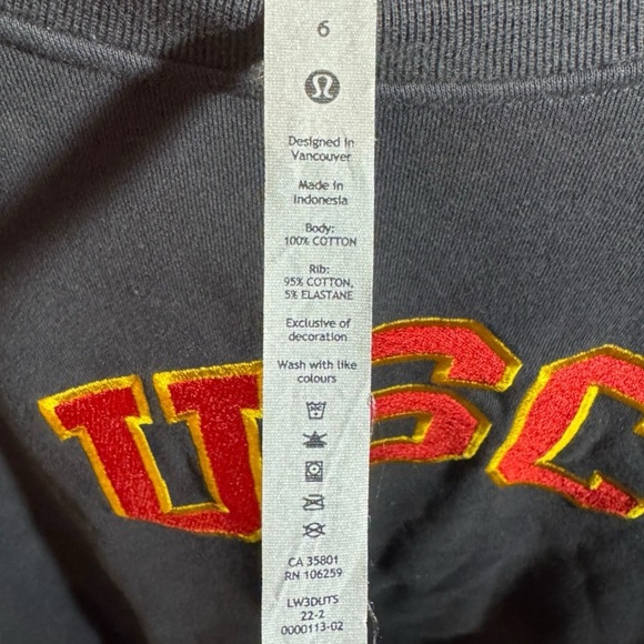 LULULEMON x USC Trojans Perfectly Oversized Black Crew Neck Sweatshirt Size 6 - Picture 3 of 7